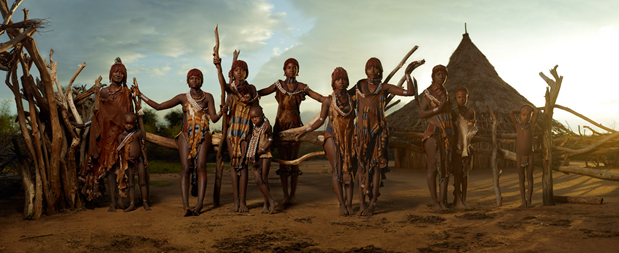 The Hamar are a agro-pastoral tribal group living amongst the many diverse ethnic groups that occupy Ethiopia’s Lower Omo Valley. A complex belief system with deep animistic roots intertwines their daily lives with their livestock, a central part of Hamar culture. The women are well known for putting beautiful red river clay in their hair and skin.  (Left to right): Buli Ure, Kydo Damo, Godi Mana, Kaja Kala, Bazo Damo, Wollyso Muga, Keli Kyma, Godi Kala, Wotu Shada, Kyla Mama and Bulla Ure. (Ongoing series 2008 - 2014)
